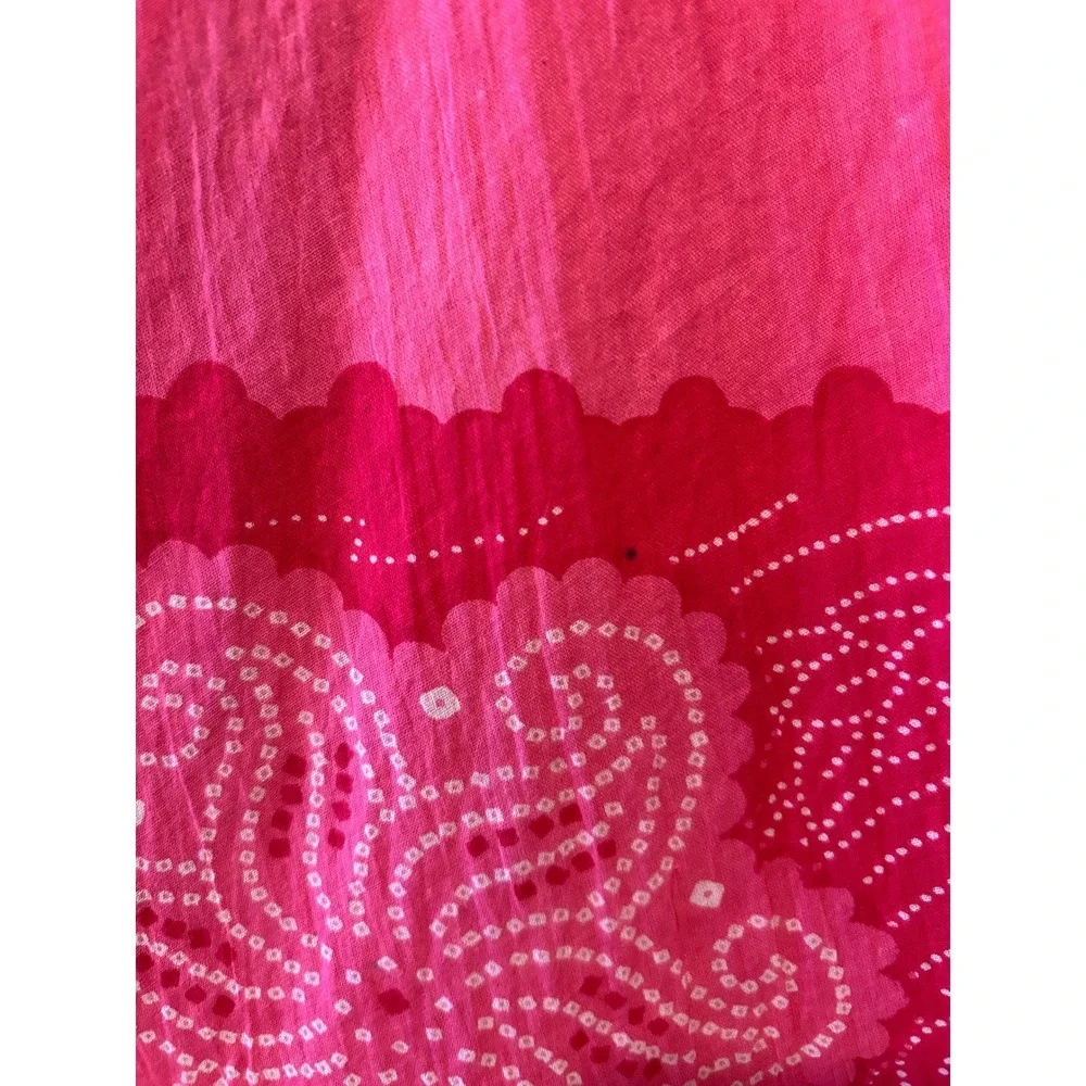 Overdrive Maxi Skirt Size M/L Pink Red Bandhani Print Mirrored Sequin Boho Gauze